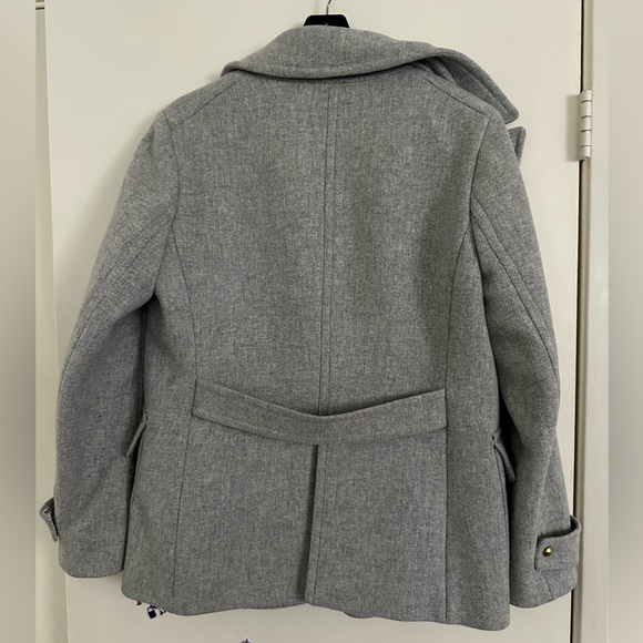 J. Crew Majesty Double Breasted Stadium Cloth Pea Coat Light Gray Size 14T - Picture 7 of 7